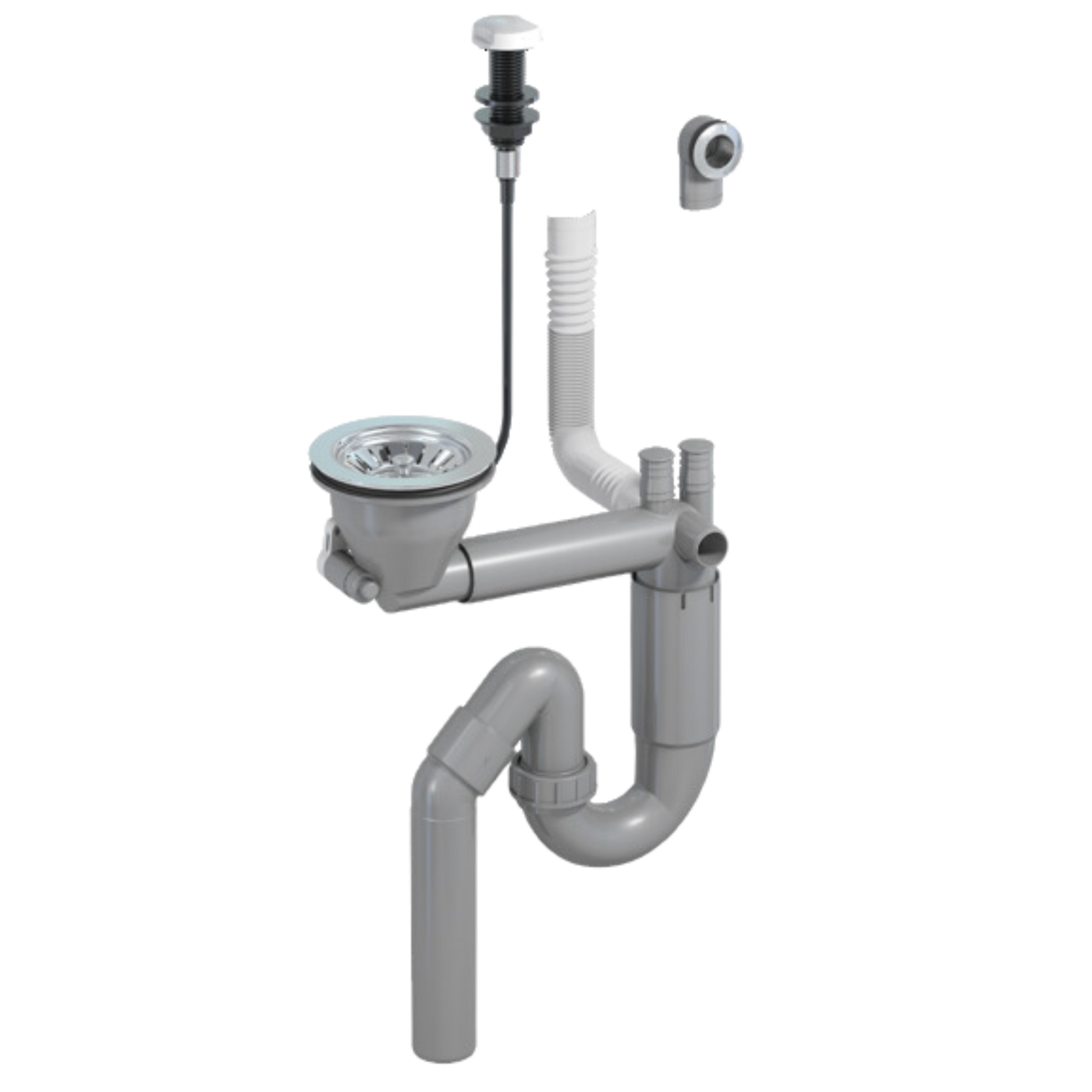 Vidage bonde automatique gain de place 1 bac CUIPD389-A pour évier - Siphon gain de place