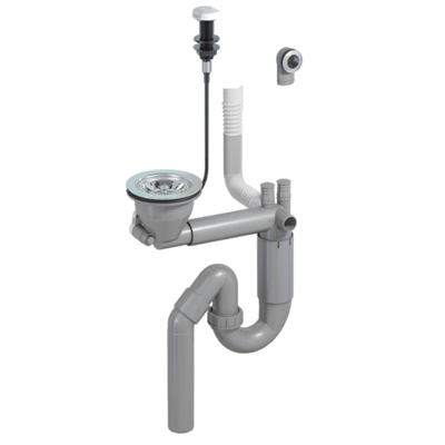 Vidage bonde automatique gain de place 1 bac CUIPD389-A pour évier - Siphon gain de place