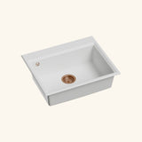 Vidage Bonde manuelle évier 1 bac cuivre brillant sans siphon - Gain de place