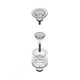 Bonde évier chromée pour évier sans trop plein