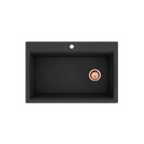 Vidage Bonde manuelle évier 1 bac cuivre brillant sans siphon - Gain de place