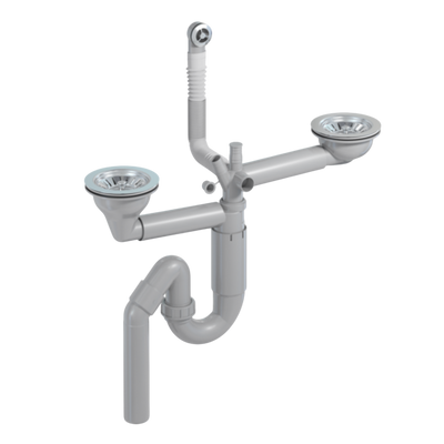 Vidage manuel 2 bacs CUIPD622-A pour évier granit - Diamètre 90 mm