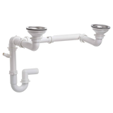 Vidage 2 bacs écoulement libre pour évier sans trop plein - Siphon gain de place