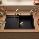 Évier granit noir Luisina TAM TAM 1 grand bac 1 égouttoir