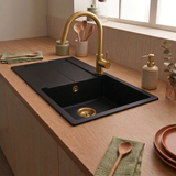 Évier granit noir Luisina TAM TAM 1 grand bac 1 égouttoir