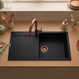 Évier granit noir Luisina TAM TAM 1 grand bac 1 égouttoir
