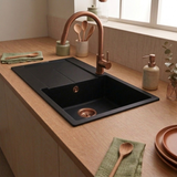 Évier granit noir Luisina TAM TAM 1 grand bac 1 égouttoir