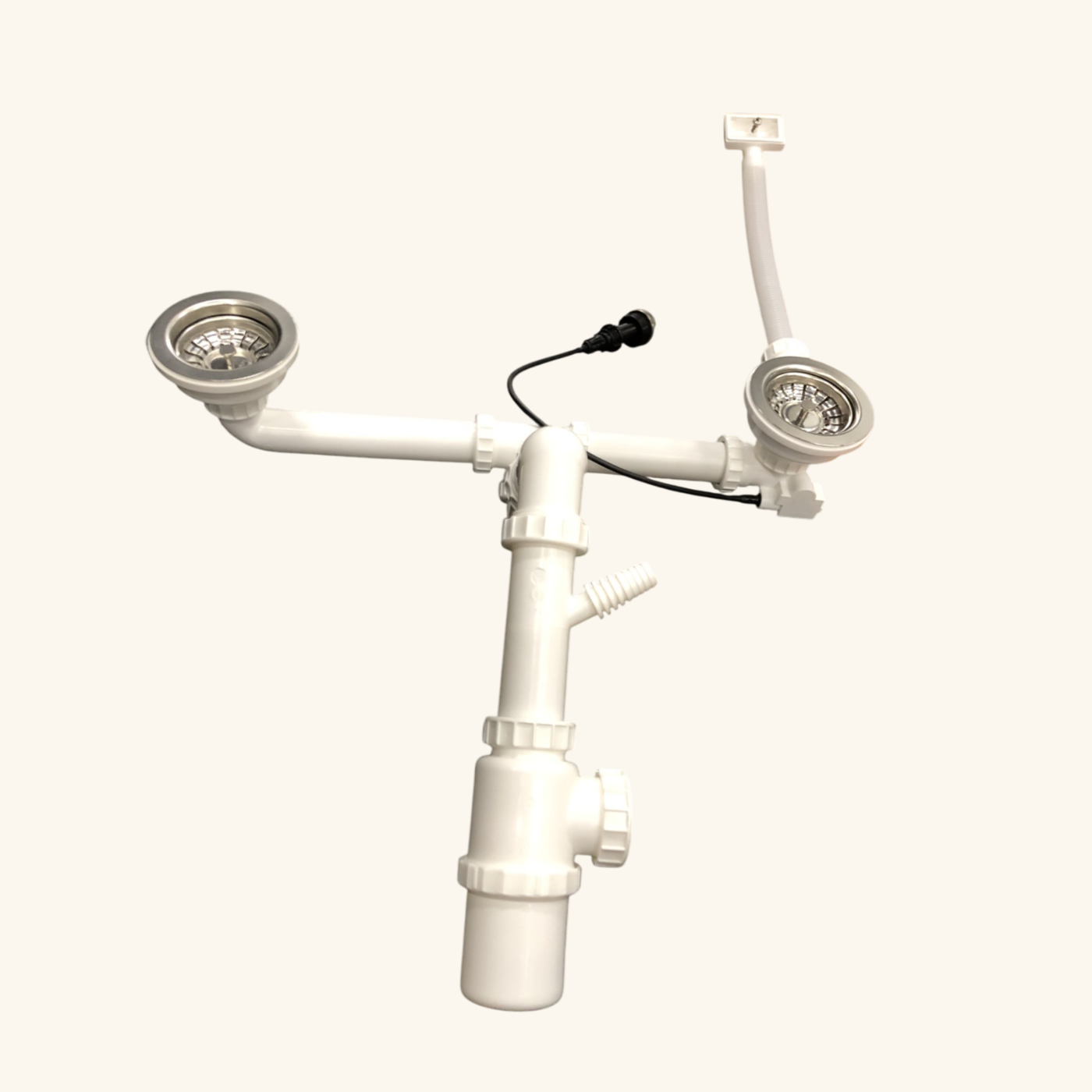 Vidage automatique CUIPD671-D pour évier 2 bacs inox - Siphon gain de place