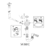 Vidage manuel 1 bac CUIPD673-D évier résine et granit - Siphon gain de place