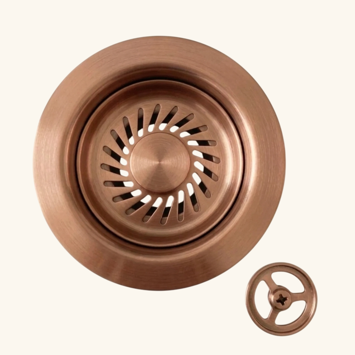 Vidage Bonde manuelle évier 1 bac granit résine HARMONIE inox PVD cuivre - Siphon gain de place