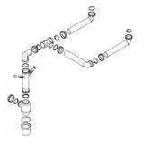 Siphon gain de place CUIPD708-A pour évier cuisine 2 bacs