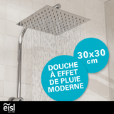 Colonne de douche EASY DELUXE chromé avec pommeau de douche effet pluie - raclette incluse