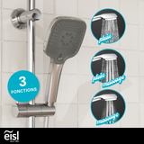 Colonne de douche EASY DELUXE chromé avec pommeau de douche effet pluie - raclette incluse