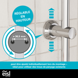 Colonne de douche EASY DELUXE chromé avec pommeau de douche effet pluie - raclette incluse