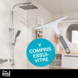 Colonne de douche EASY DELUXE chromé avec pommeau de douche effet pluie - raclette incluse