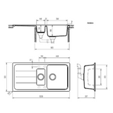 Évier granit gris Schock FORMHAUS 1 bac et demi - 1 égouttoir
