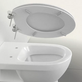 Abattant WC ovale en MDF blanc avec frein de chute