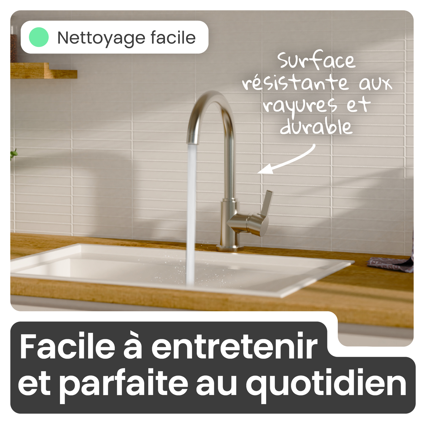 Robinet mitigeur cuisine Instmaier LEONA inox