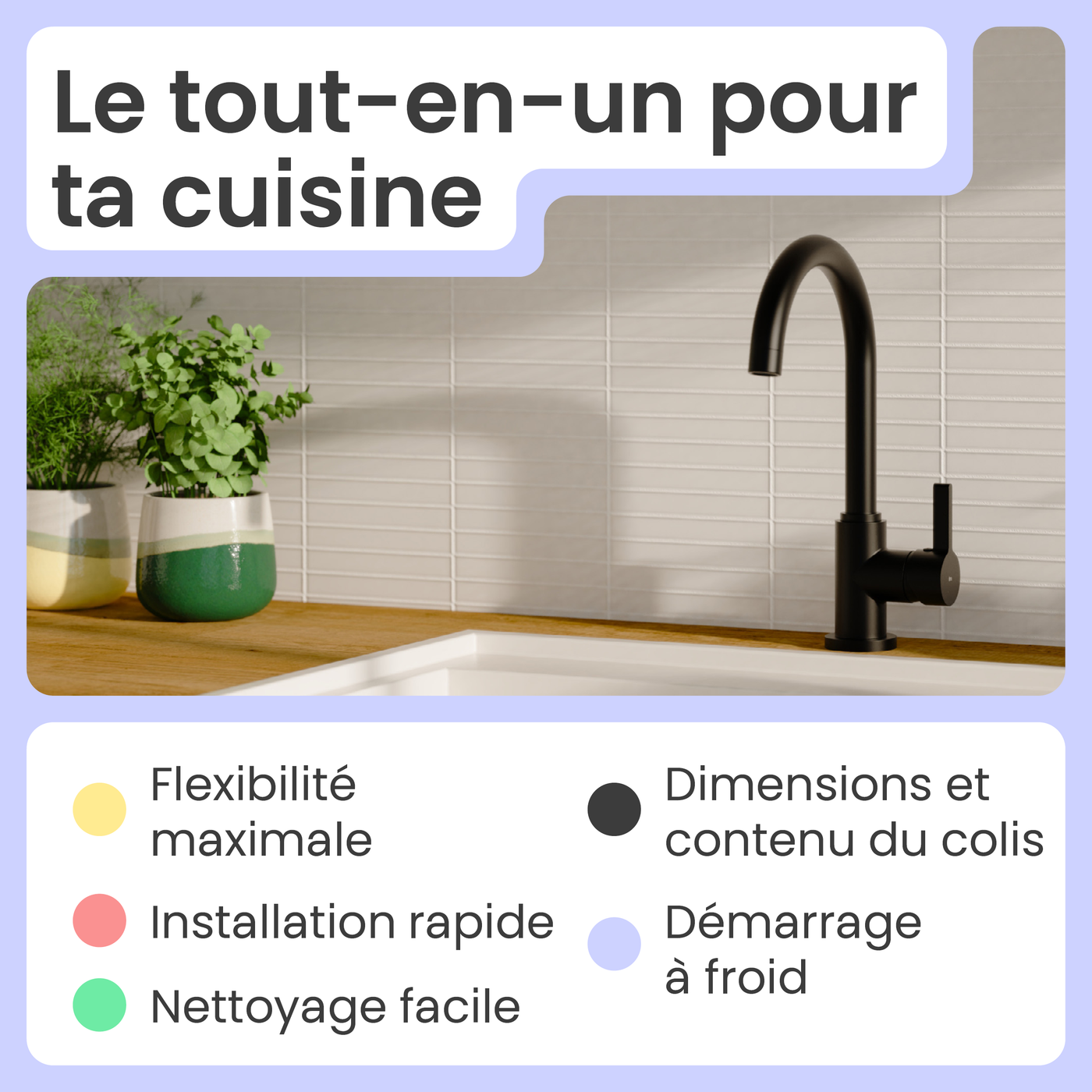 Robinet mitigeur cuisine Instmaier LEONA noir mat