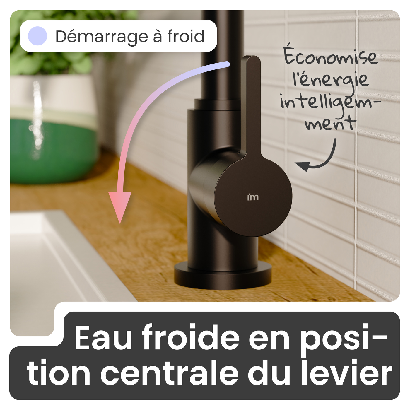Robinet mitigeur cuisine Instmaier LEONA noir mat