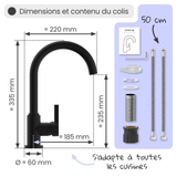 Robinet mitigeur cuisine Instmaier LEONA noir mat