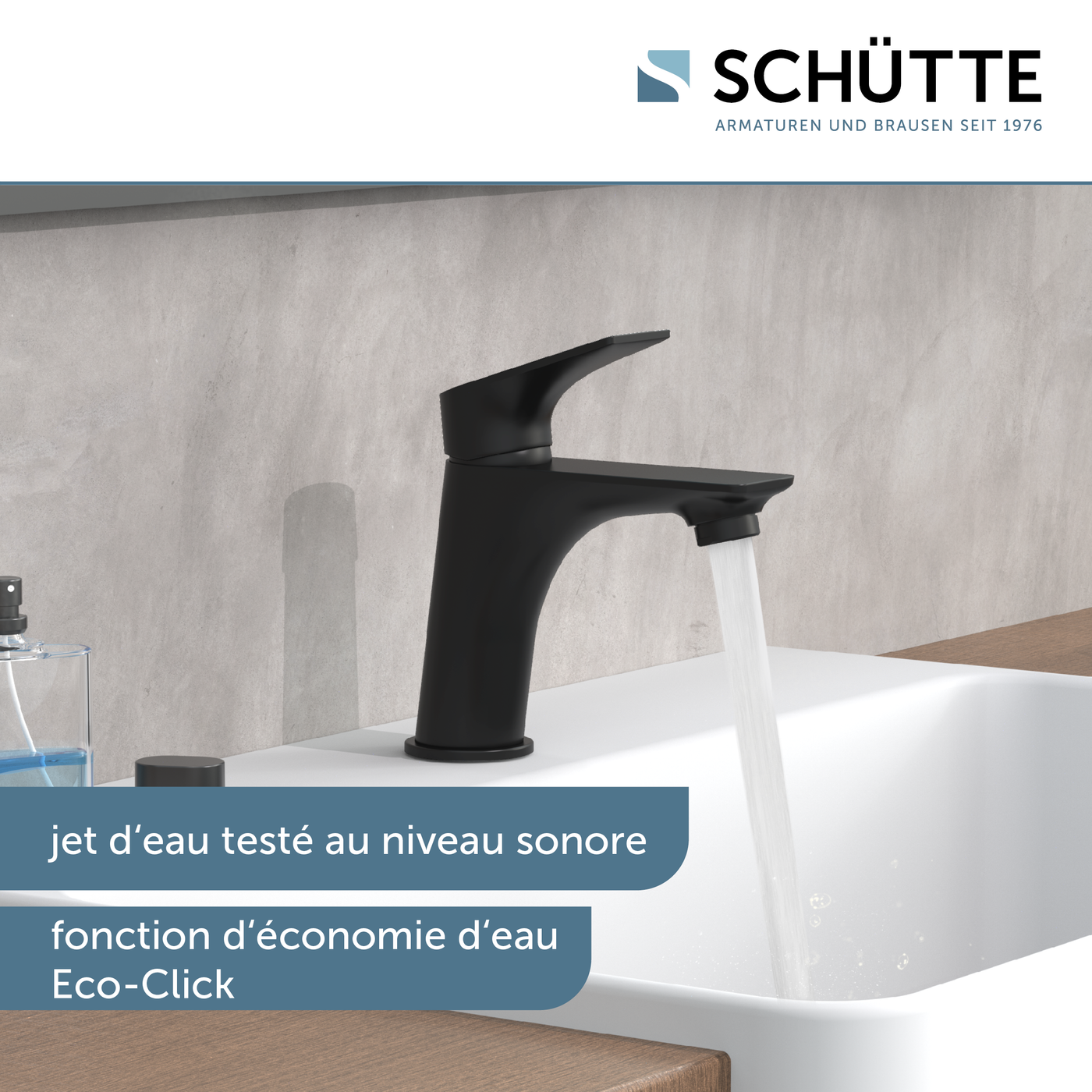 Mitigeur lavabo vasque Schütte BOSTON noir mat
