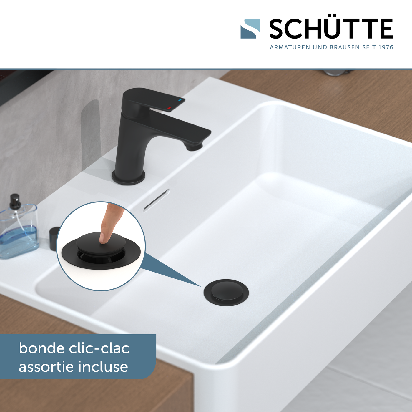 Mitigeur lavabo vasque Schütte BOSTON noir mat
