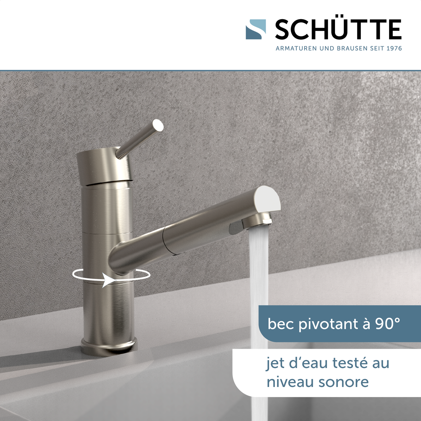 Robinet douchette Schütte UNICORN bec droit inox
