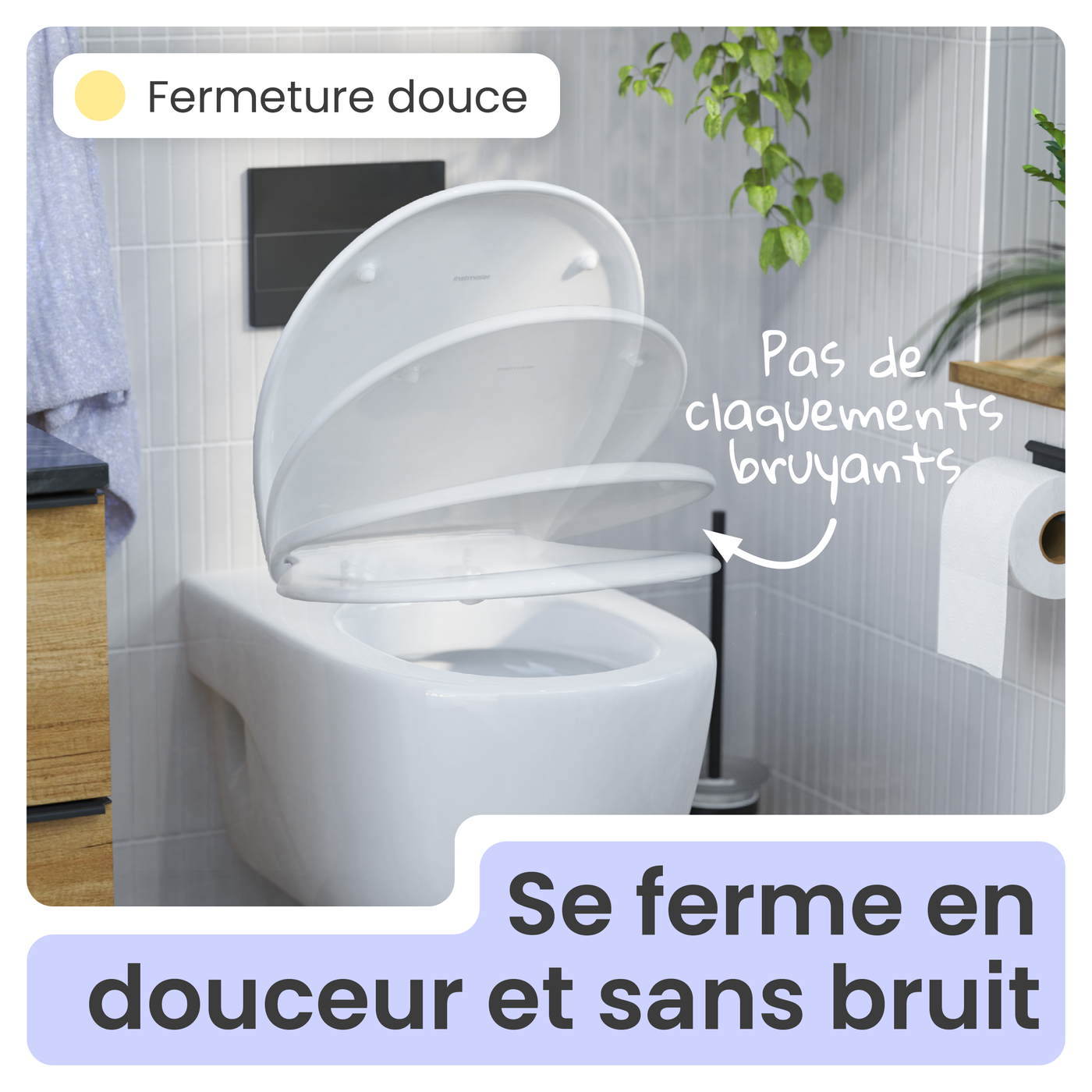 Abattant WC ovale en duroplast blanc avec frein de chute ALMA