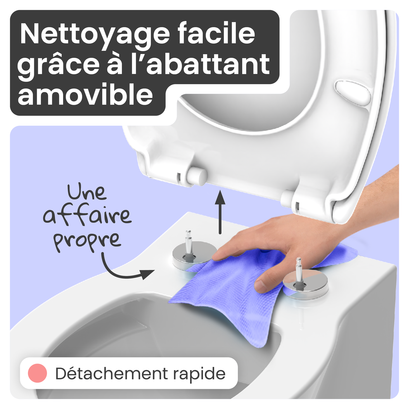 Abattant WC ovale en duroplast blanc avec frein de chute ALMA