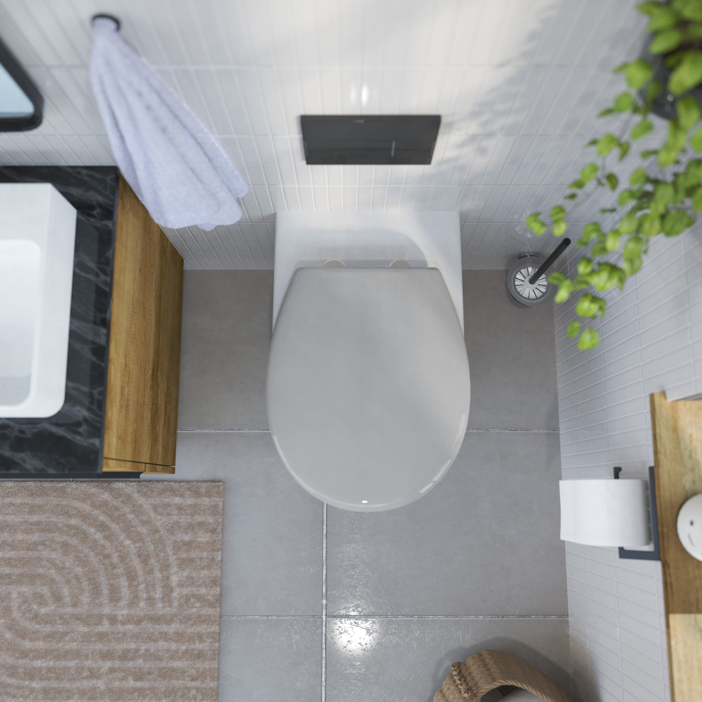 Abattant WC ovale en duroplast gris avec frein de chute ALMA
