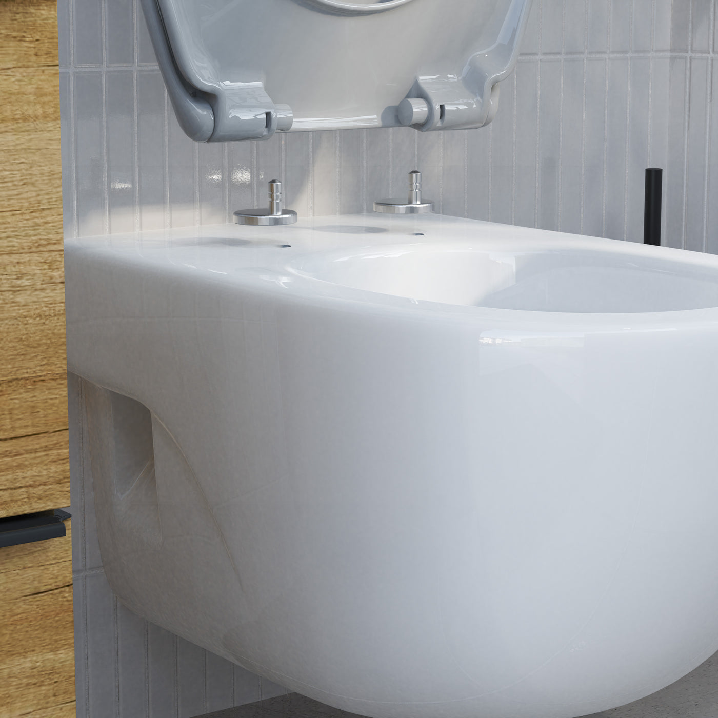 Abattant WC ovale en duroplast gris avec frein de chute ALMA