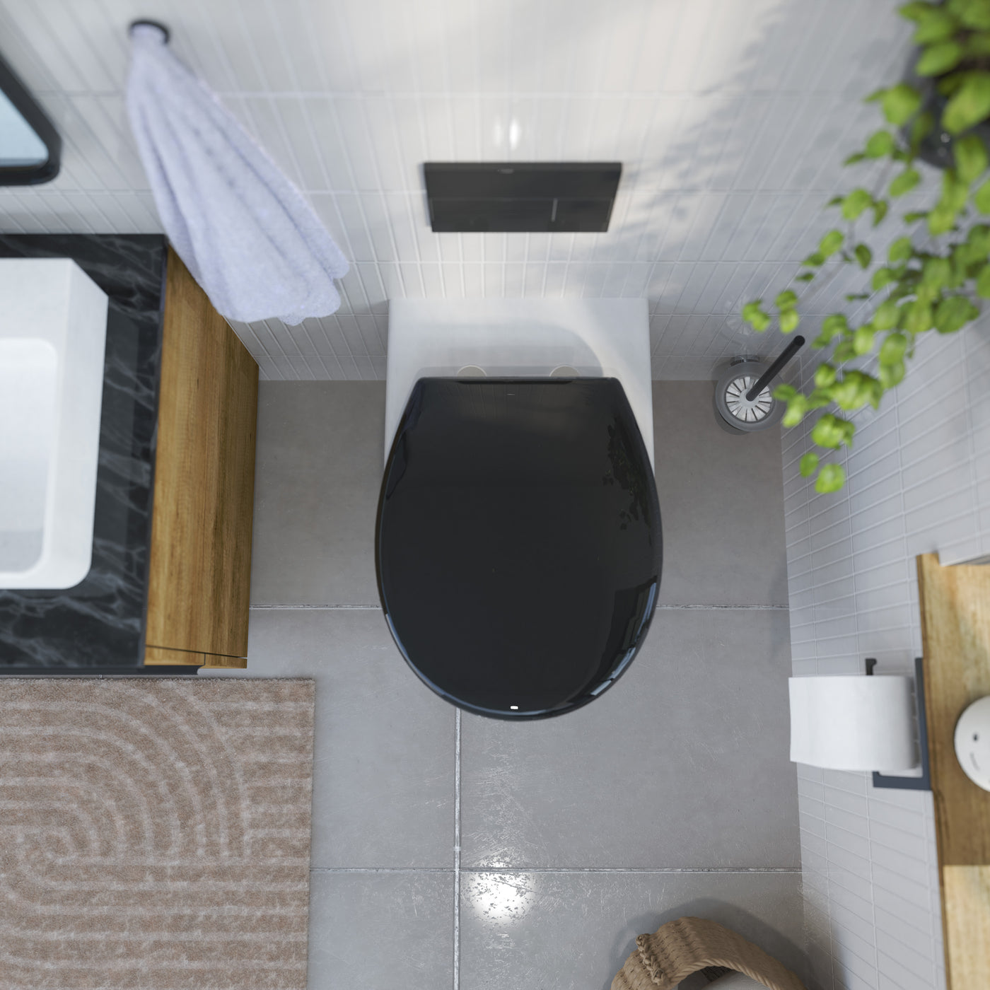 Abattant WC ovale en duroplast noir avec frein de chute ALMA