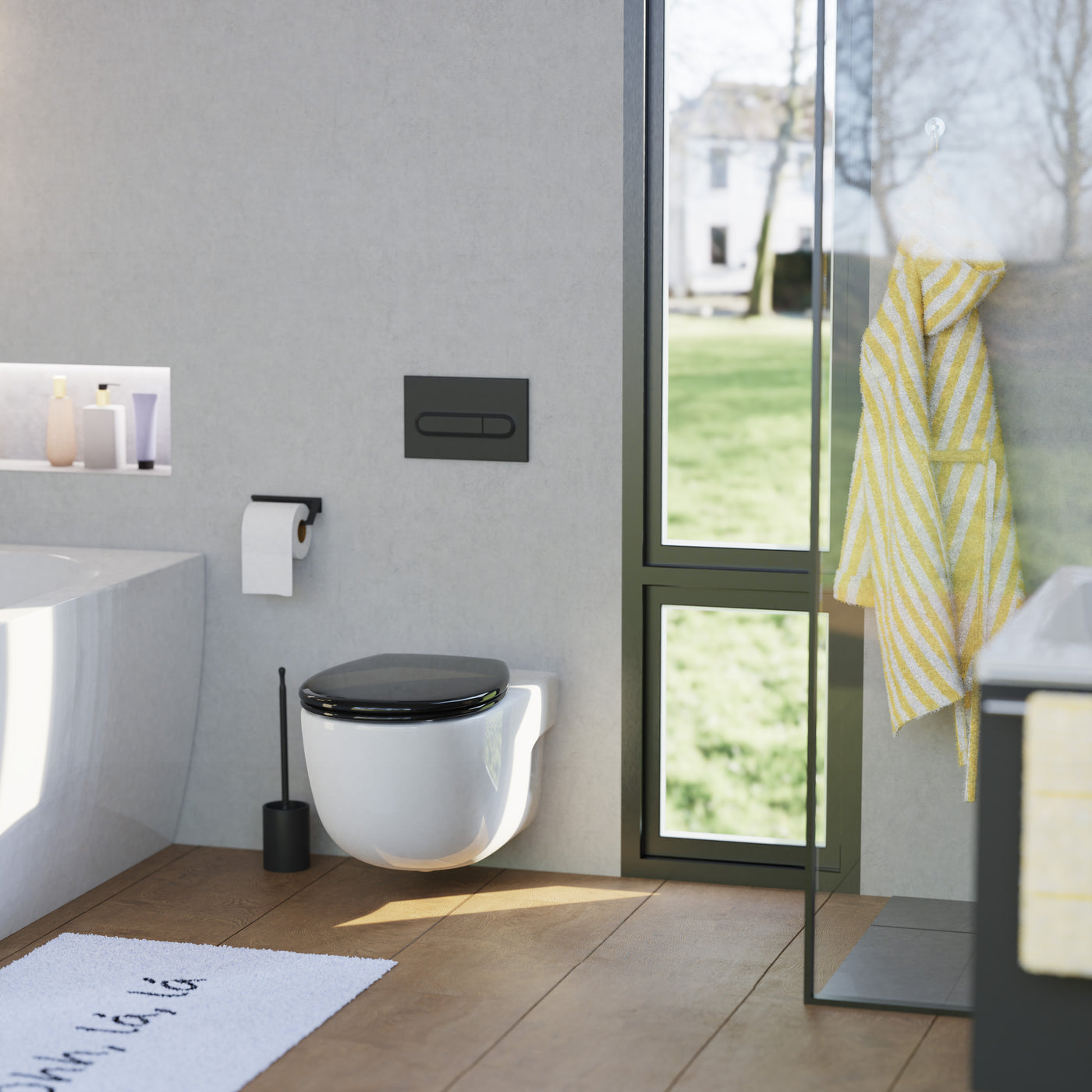 Abattant WC ovale en duroplast noir avec frein de chute ALMA