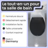 Abattant WC ovale en duroplast noir avec frein de chute ALMA