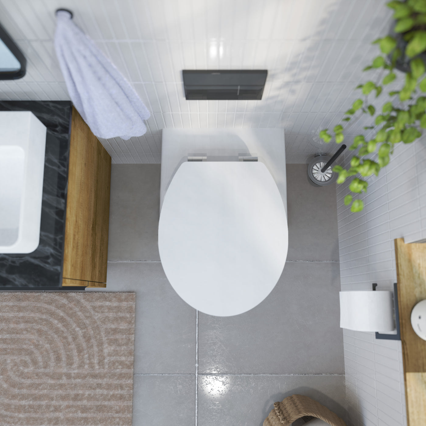 Abattant WC ovale en MDF blanc avec frein de chute GAIA