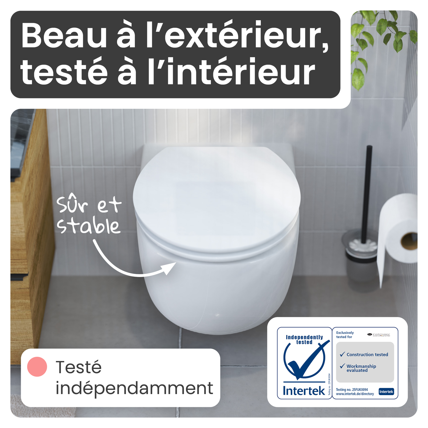 Abattant WC ovale en MDF blanc avec frein de chute GAIA