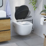 Abattant WC ovale en MDF noir avec frein de chute GAIA