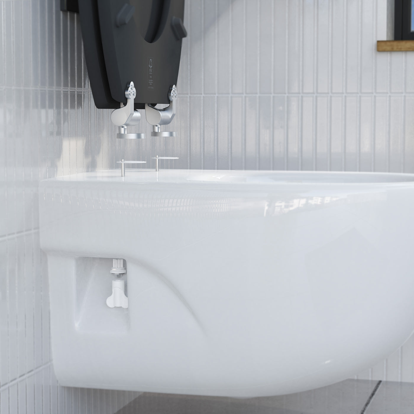 Abattant WC ovale en MDF noir avec frein de chute GAIA