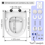 Abattant WC forme en D en duroplast blanc avec frein de chute ALMA