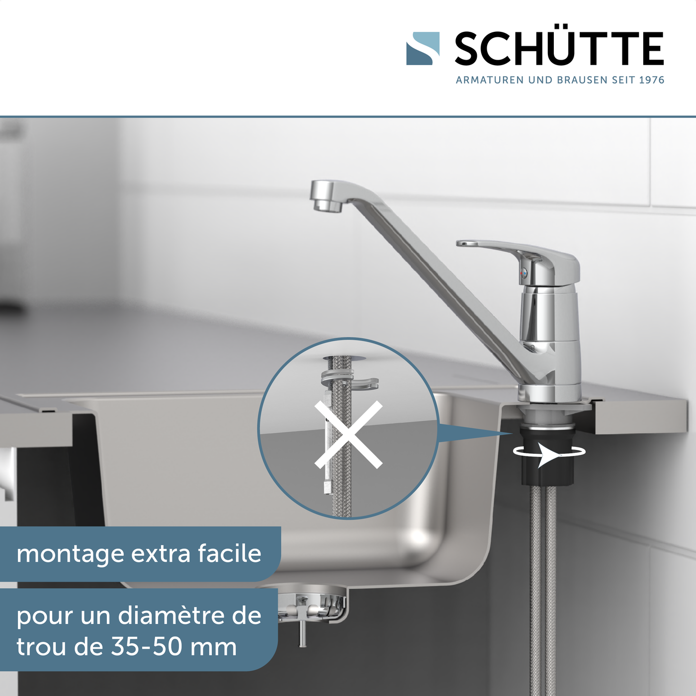 Robinet mitigeur cuisine chromé GRANDE