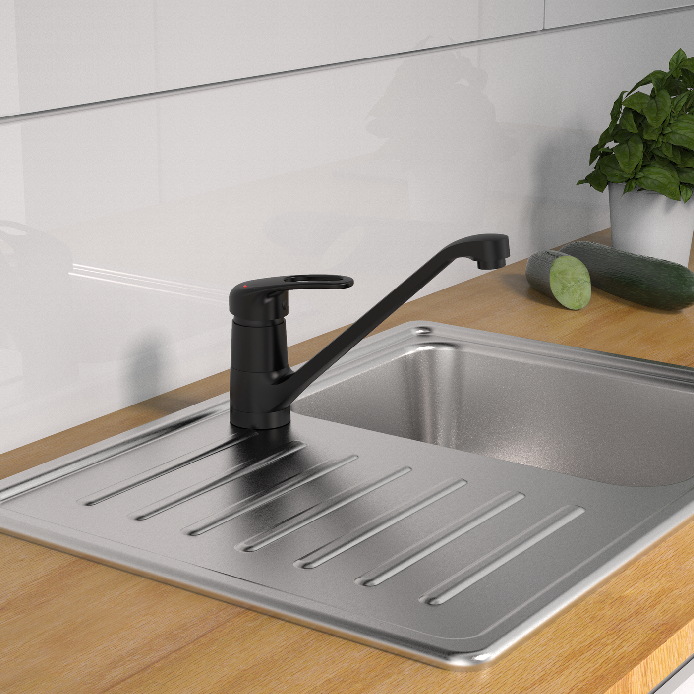 Robinet mitigeur cuisine noir mat GRANDE