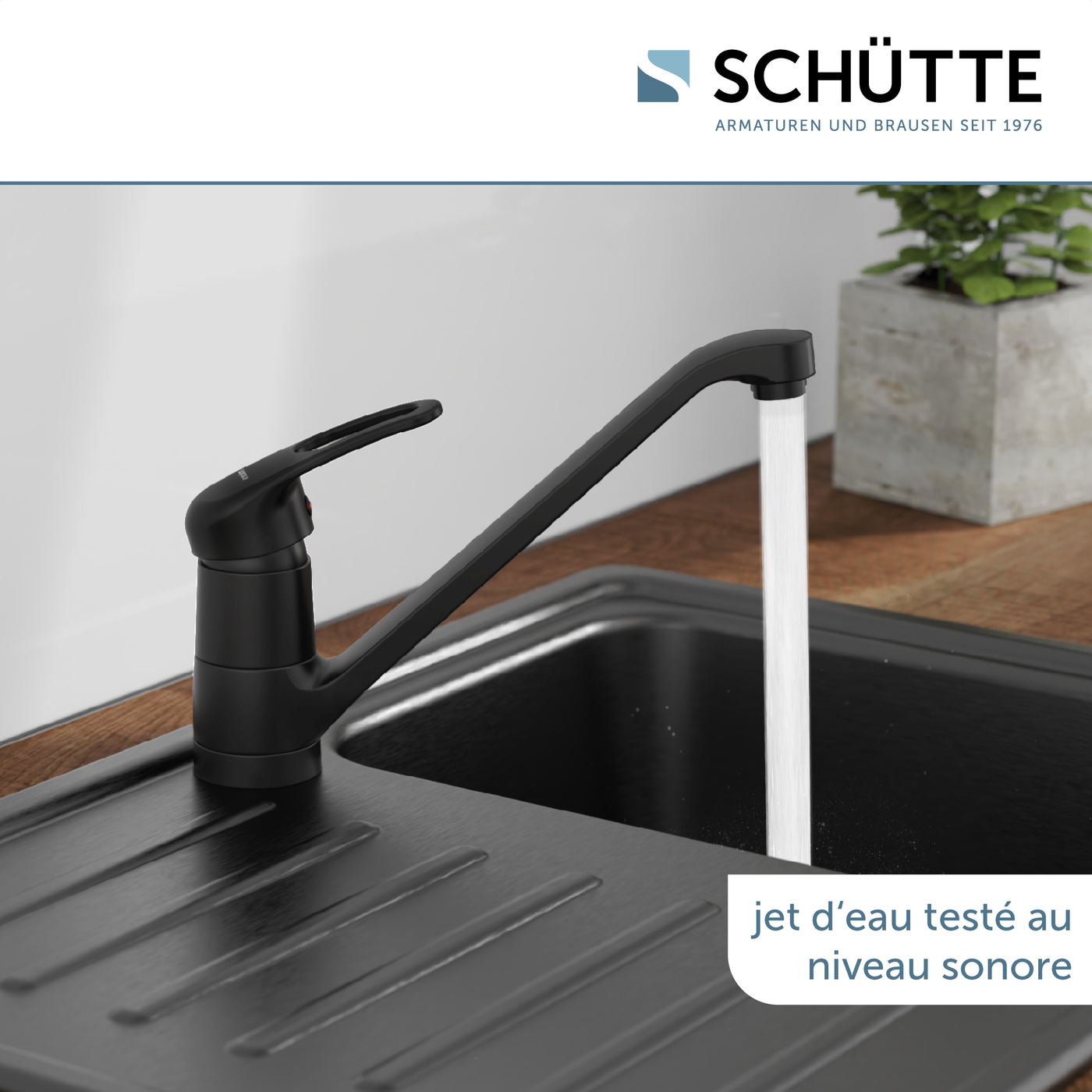 Robinet mitigeur cuisine noir mat GRANDE