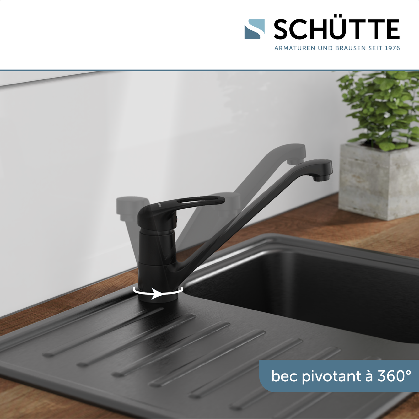 Robinet mitigeur cuisine noir mat GRANDE