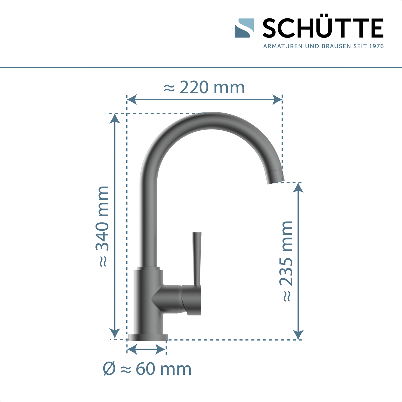 Robinet cuisine Schütte CORNWALL gris graphite mat