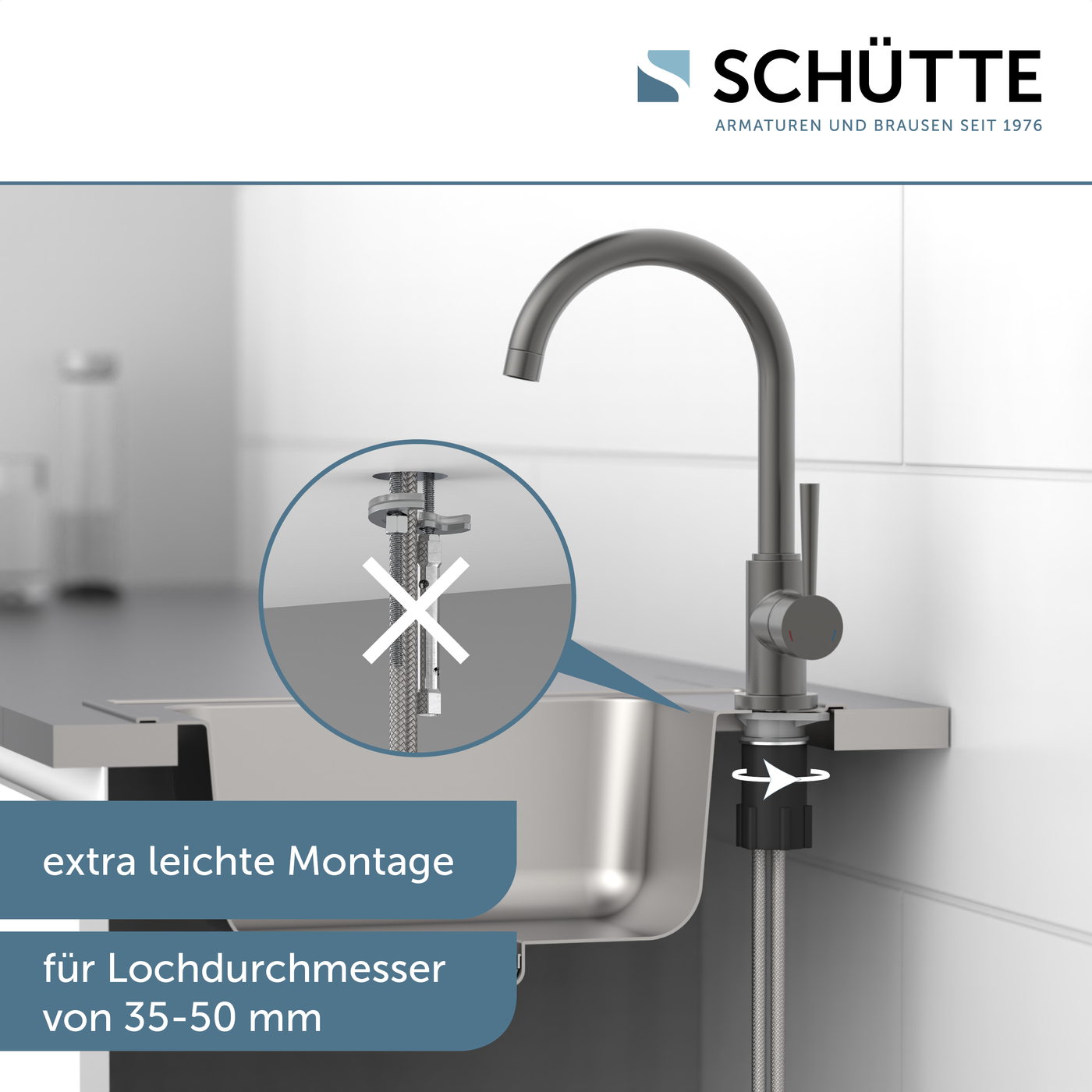 Robinet cuisine Schütte CORNWALL gris graphite mat