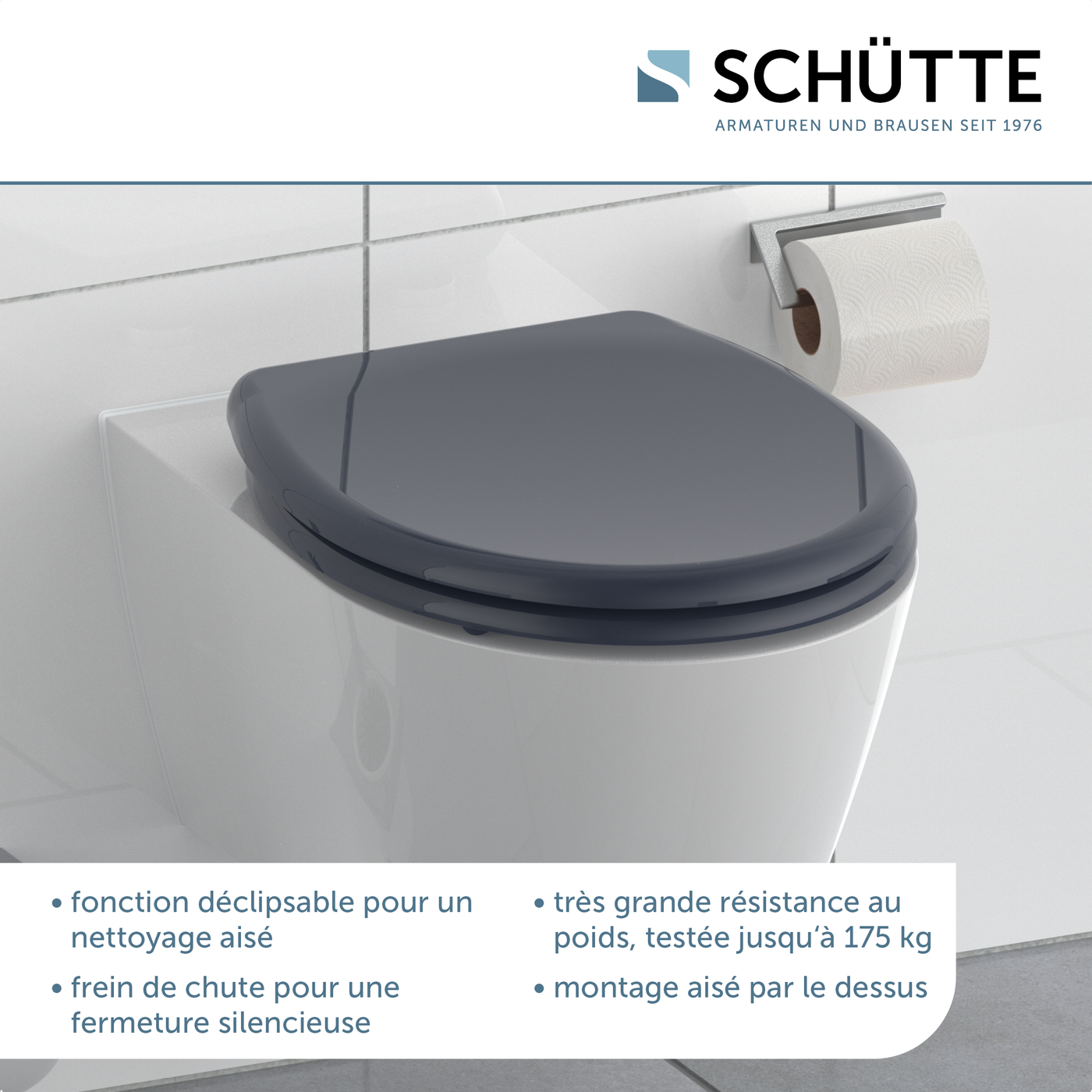 Abattant WC en duroplast ANTHRAZIT avec frein de chute Anthracite