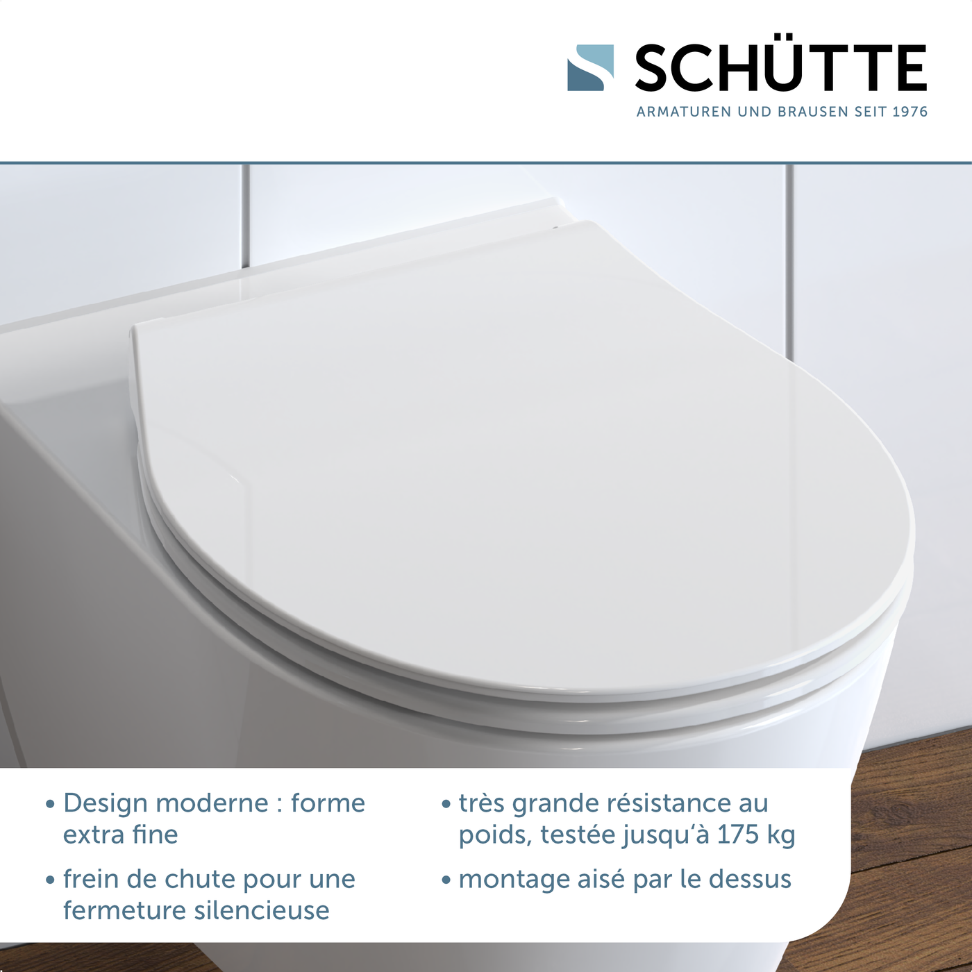 Abattant WC extra fin en duroplast SLIM avec frein de chute Blanc