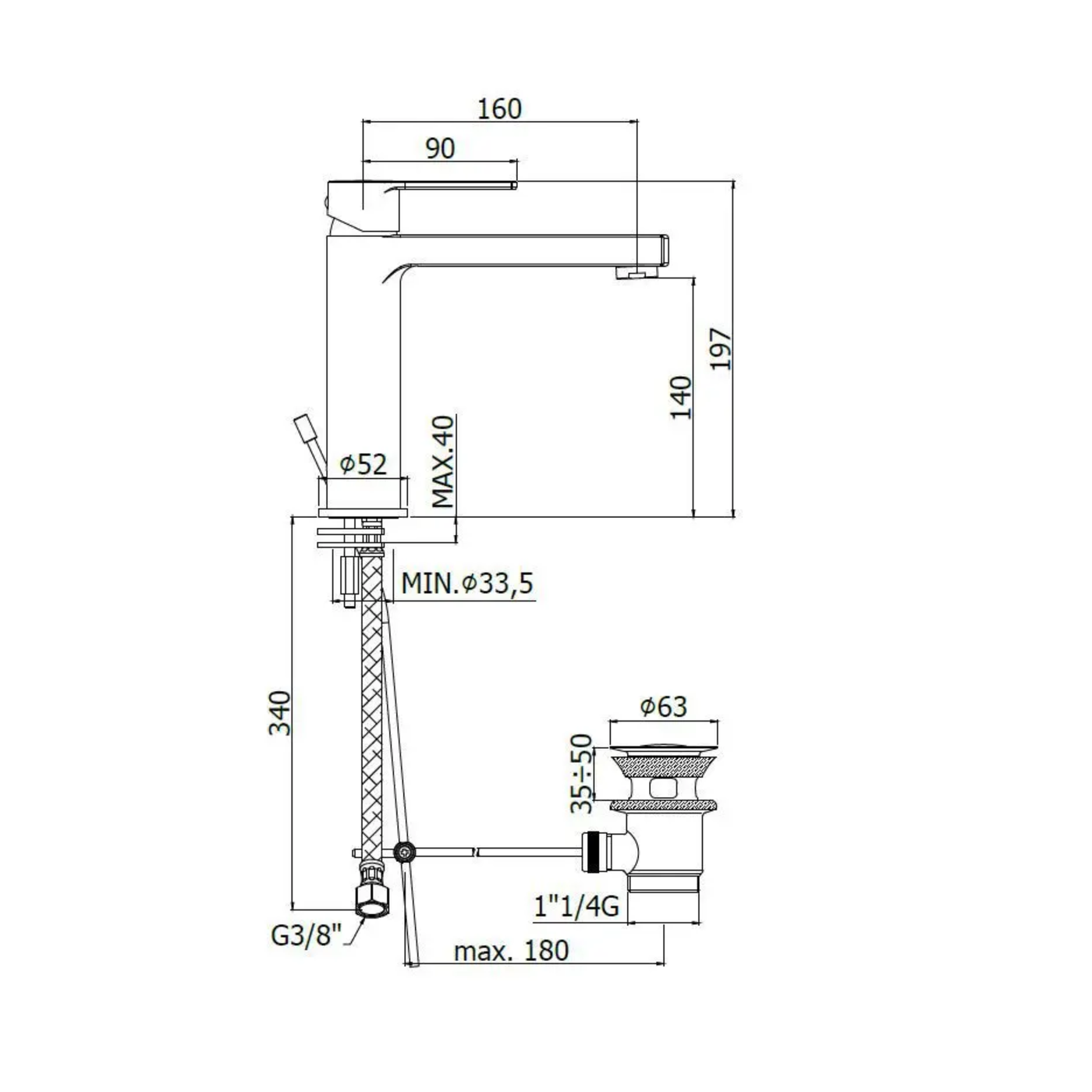 Robinet salle de bain Paffoni AZILIZ chromé - robinet pour lavabo de salle de bain