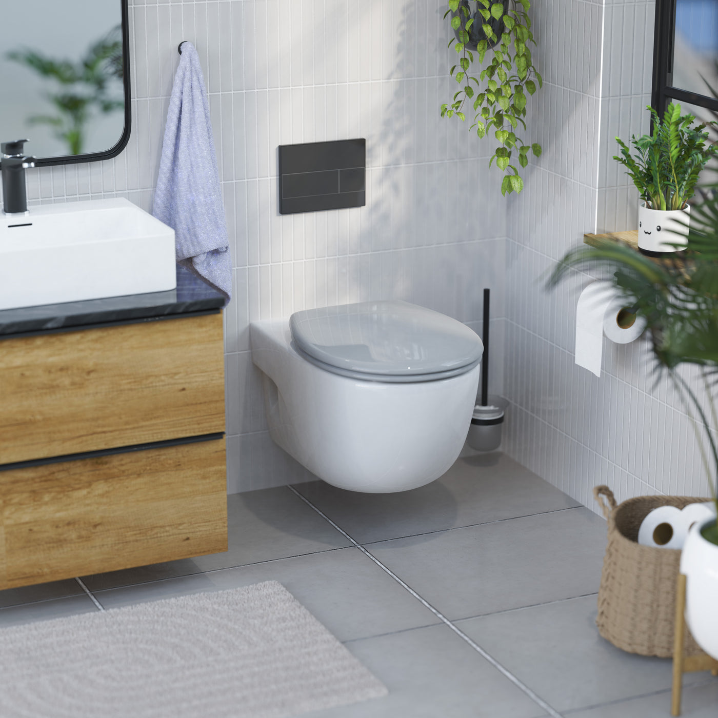 Abattant WC ovale en duroplast gris avec frein de chute ALMA